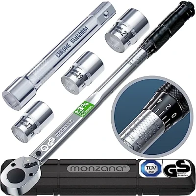 Abbildung von Deuba Drehmomentschlüssel Monzana (6 St), 40 210Nm 1/2 &quot; CV inkl. 3 Stecknüsse und Verlängerung Toleranz +/ 3%