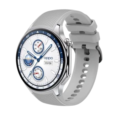 Abbildung von GIOPUEY Armband Kompatibel mit OnePlus Watch 2/2R, Weiches Silikon [Verschleißfest] [Atmungsaktiv] Ersatzarmband Grey