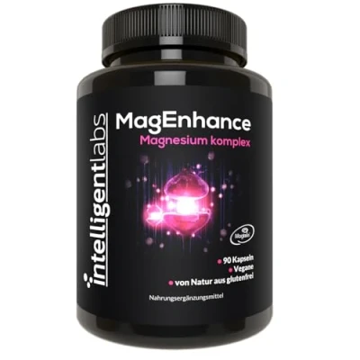 Abbildung von Intelligent Labs MagEnhance Magtein Magnesium L Threonate Komplex Hochdosiert Complex Magnesiumglycinat Taurat, 90 Kapseln
