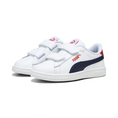 Abbildung von Puma Smash 3.0 Unisex Sneaker low für Kinder, Größe: 30, White navy for all time red Schuhe