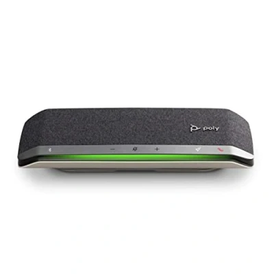 Abbildung von Poly Sync 40 Konferenzlautsprecher (Plantronics) für flexibles Arbeiten Anschluss an PC/Mac mit USB A/USB C Kabel, Smartphones via Bluetooth kompatibel Teams, Zoom &amp; mehr