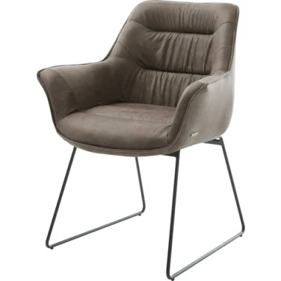 Abbildung von Esszimmerstuhl Kaira Flex Taupe Vintage Kufengestell Schwarz