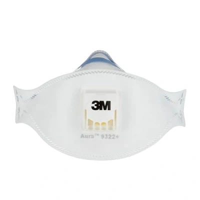 Abbildung von 3M Aura 9322+, FFP2 Atemschutz Maske mit Ventil, für Handschleifen und Elektrowerkzeugarbeit, Maske, 5 Stück