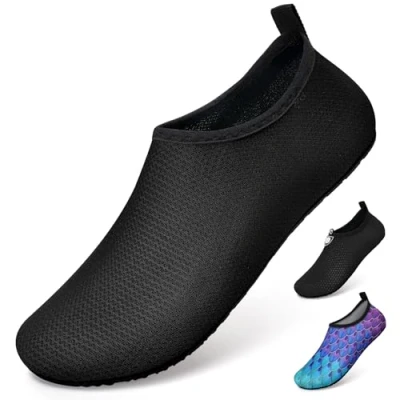 Abbildung von WateLves Wasserschuhe für Damen Herren Kinder Unisex Badeschuhe Schwimmschuhe Strandschuhe Schnelltrockend Aquaschuhe Surfschuhe Barfuss Schuhe Xbl Schwarz 44/45 EU