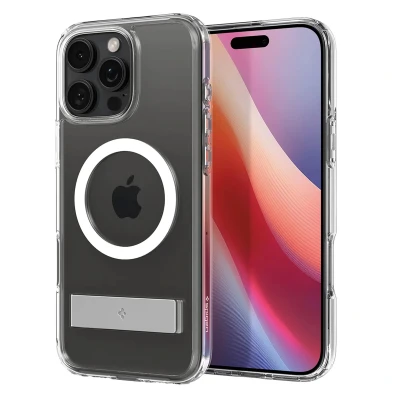 Abbildung von Spigen [All in One Ständer für iPhone 16 Pro Hülle Ultra Hybrid S MagFit MagSafe [Verbesserte Magnestärke] Stoßfest Kratzfest Handyhülle Case Crystal Clear