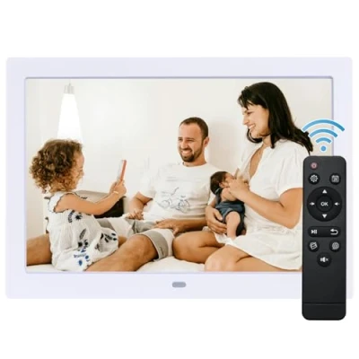 Abbildung von Digitaler Bilderrahmen 10,1 Zoll Elektronischer IPS Display Screen Foto/Musik/Video Player/Kalender/Wecker, Wandmontage Fotorahmen Support USB oder SD Card