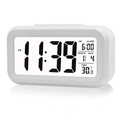 Abbildung von Gearmax LED Digital Wecker Watch Wiederholung Snooze Licht aktivierten Sensor Hintergrundbeleuchtung Zeit Datum Temperaturanzeige (Weiß)