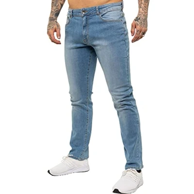 Abbildung von Enzo Herren Jeans mit geradem Bein, Stretch, Denim Hose, alle Taille Gr. 32 W/30 L, Light Stonewash