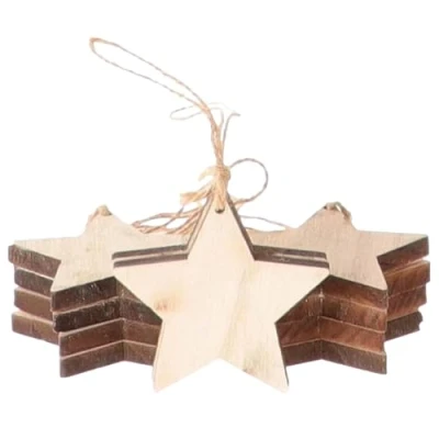 Abbildung von Dadeldo Living &amp; Lifestyle Sterne Dekohänger 10er Set Holz Natur 10cm Weihnachtsdeko
