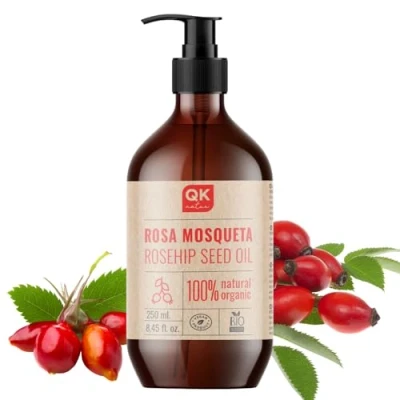 Abbildung von Hagebuttenöl 100% reines organisches veganes 250 ml gegen Narben und Dehnungsstreifen Anti Falten Aging BIO Kaltgepresst