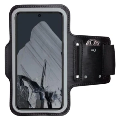 Abbildung von CoverKingz Sportarmband kompatibel mit Google Pixel 8 Armtasche Schlüsselfach Oberarm Halterung Sport Laufarmband Handy Armband Schwarz