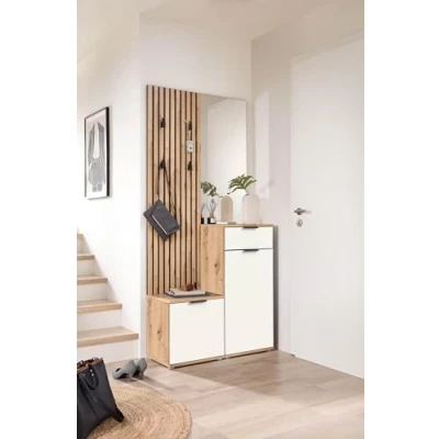 Abbildung von moebel dich auf Kompaktgarderobe EASY (Paneel + Bank Spiegel Schuhschrank, in 2 Farbvarianten, Lamellenoptik) 88 cm breit
