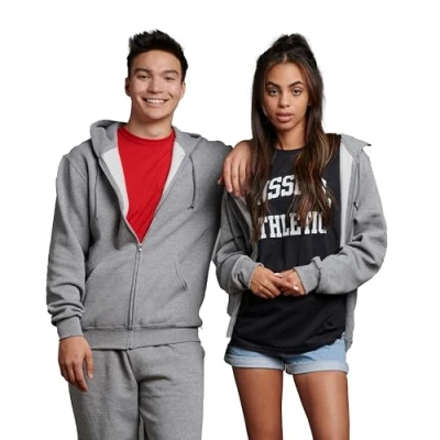 Abbildung von Russell Athletic Herren Dri Power Fleece Hoodies, feuchtigkeitsableitend, Baumwollmischung, entspannte Passform, Größen S 4X Kapuzenpullover, Oxford Reißverschluss, Medium