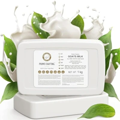 Abbildung von Prime Crafting 1 kg BIO Ziegenmilch Seifenbasis zur Seifenherstellung SLS &amp; SLES Frei Glycerinseife Rohseife zum Seifengießen Seife Selber Machen mit Seifenblock Melt and Pour Soap Base