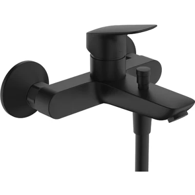 Abbildung von hansgrohe Logis Badewannenarmatur Aufputz für 2 Verbraucher, Mischbatterie Badewanne mit Auslauf 19,4cm, , Mattschwarz