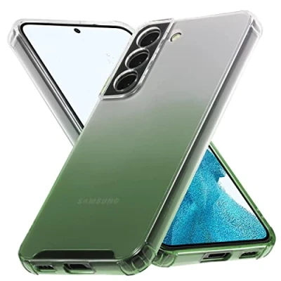 Abbildung von Verco Farbwechsel Hülle für Samsung Galaxy S21 FE, Schutzhülle Handy Cover Transparent mit Farbverlauf und Kameraschutz Slim Case, Grün