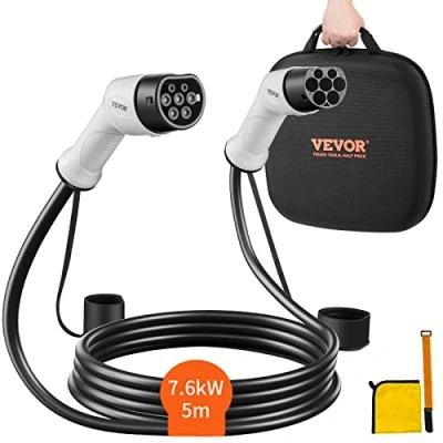 Abbildung von VEVOR Typ2 Ladekabel für Elektroauto/Hybrid EV E Autoladekabel Wallbox 7kw TPU 5m Kabellänge 1 Phase AC 230V auf Wasser /Staubdicht Mit Allen Typ 2 Modellen Kompatibel