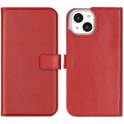 Abbildung von Apple iPhone 14 Hülle Echtleder Selencia Klapphülle Handyhülle Rot