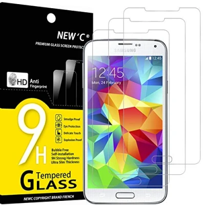 Abbildung von NEW&#039;C 3 Stück, Panzer Schutz Glas für Samsung Galaxy S5, Frei von Kratzern, 9H Härte, HD Displayschutzfolie, 0.33mm Ultra klar, Ultrabeständig
