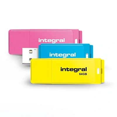 Abbildung von Integral 64GB Neon USB 2.0 Flash Laufwerk 3er Pack (Pink/Blau/Gelb)