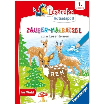 Abbildung von Ravensburger Leserabe Zauber Malrätsel zum Lesenlernen: Im Wald (1. Lesestufe), Malen auf Zauberpapier, Rätsel, Lesen lernen Vorschule, Rätselbuch ab 6 Jahre (Leserabe Rätselspaß)