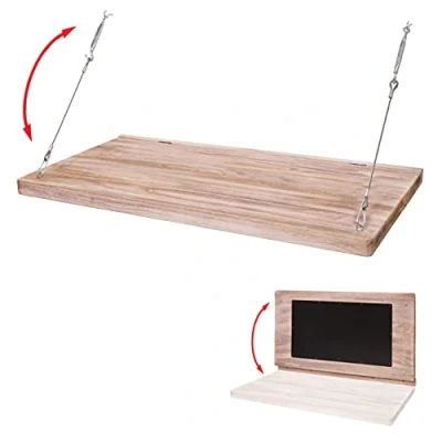 Abbildung von Mendler Wandtisch HWC H48, Wandklapptisch Wandregal Tisch mit Tafel, klappbar Massiv Holz 100x50cm