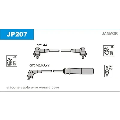 Abbildung von JANMOR JP207 Zündkabelsatz DAIHATSU: CUORE 4, 2