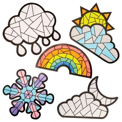 Abbildung von Baker Ross FN003 Wetter Ausmaldekorationen Packung mit 20, Ausmal und Bastelarbeiten für Kinder