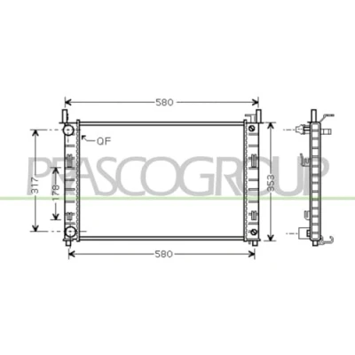 Abbildung von PRASCO FD340R001 Kühler, Motorkühlung Aluminium 500 348 18 mit Schnellkupplungen Kühlrippen gelötet FORD: FIESTA 5, Fusion Kombi, 5 Van
