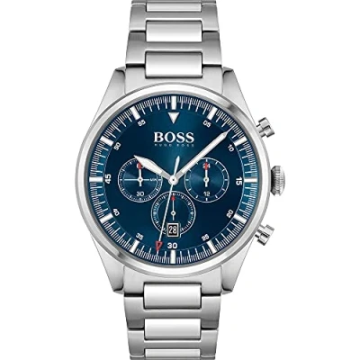 Abbildung von BOSS Pioneer Chronograph silvercoloured/blue, Herren, Größe: One Size, Silver coloured/blue