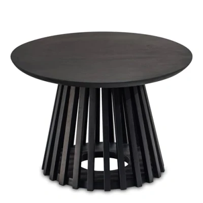 Abbildung von FINEBUY Couchtisch FB98651 (60x60x41 cm Sofatisch Mango Massivholz Schwarz), Wohnzimmertisch Rund, Kaffeetisch Modern