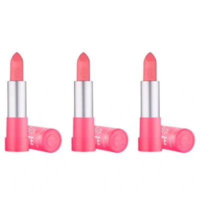 Abbildung von essence hydra MATTE lipstick, Nr. 411, Pink, feuchtigkeitsspendend, langanhaltend, pflegend, matt, vegan, ohne Alkohol, Konservierungsstoffe, Parabene, 3er Pack (3x3.5g)