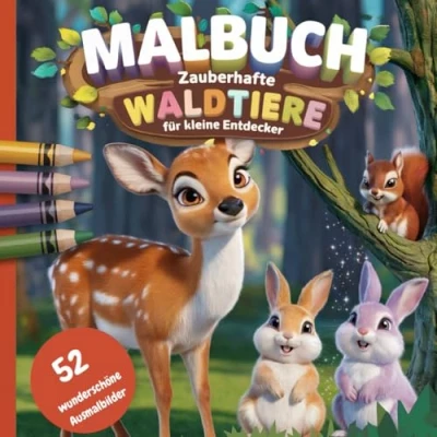 Abbildung von Malbuch zauberhafte Waldtiere 52 wunderschöne Motive für kleine Entdecker ab 5 Jahren