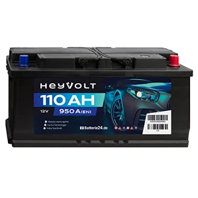 Abbildung von HeyVolt Autobatterie 12V 110Ah 950A/EN Starterbatterie, absolut wartungsfrei ersetzt 88Ah 100Ah 105Ah