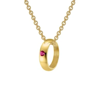 Abbildung von trendor Kette mit Anhänger Taufring Gold 333 Rubin an goldplattierter