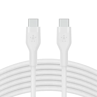 Abbildung von Belkin BoostCharge Flex Silikon USB C/USB C Ladekabel, IF zertifiziert zum Schnellladen mit Power Delivery PD für iPhone 16, 15, Galaxy S24, Pixel, MacBook Pro, iPad Mini, 3 m Weiß