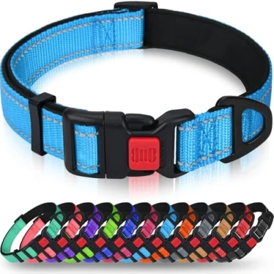 Abbildung von Taglory Hundehalsband, Weich Gepolstertes Neopren Nylon Hunde Halsband für Kleine Hunde, Verstellbare und Reflektierend das Training, Himmelblau