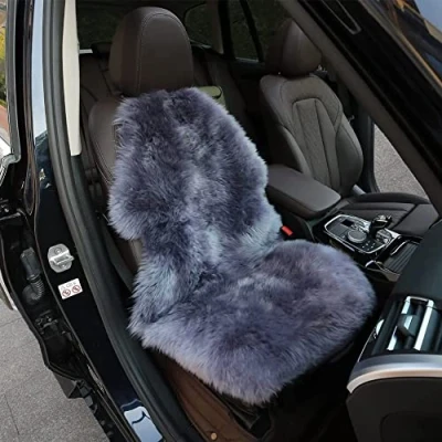 Abbildung von Altlue Autositzbezüge Lammfell Autositzbezug Autositz Sitzbezug Für Auto Sitzauflage Fell Vordersitze Blau Grau Universal (einteilig)