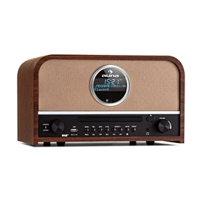Abbildung von Auna Tragbarer DAB Radio CD Player für Zuhause, FM/DAB/DAB+ mit Bluetooth + AUX, Stereoanlage, LCD Display, Fernbedienung, Digital CD, MP3 &amp; Streaming, Klein, Netzbetrieben