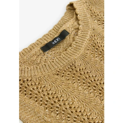Abbildung von Next Regular FIT Stitch Detail SPARKLE. Strickpullover, Damen, Größe: XLxR, Gold
