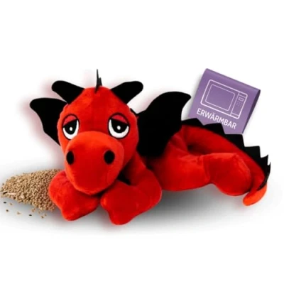Abbildung von Habibi Plush Wärmekissen Wärmetier Glücksdrache rot Mikrowelle/Ofen, (Wärmekuscheltier)