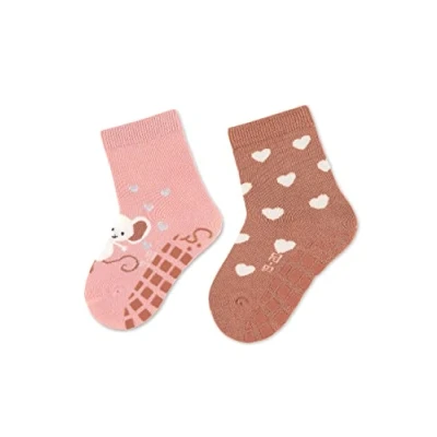 Abbildung von Sterntaler Baby Mädchen Fliesen Socken ABS Söckchen Doppelpack Maus und Herzen Rutsch aus Baumwolle zartrosa, 18