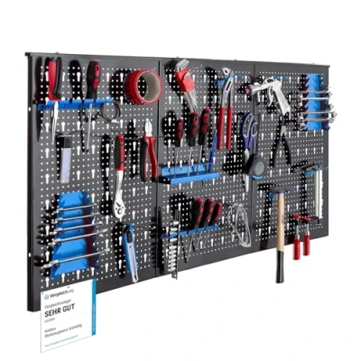 Abbildung von Arebos Lochwand Werkzeugwand dreiteilig, 17 teiliges Hakenset Rot / Blau, 3 Stk., mit Haken, (Set)