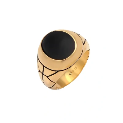 Abbildung von Kuzzoi Emaille OVAL Ring goldcoloured, Herren, Größe: 62, Gold coloured