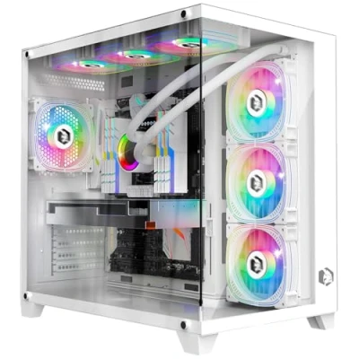 Abbildung von EMPIRE GAMING (2024 Neu Gamer PC Gehäuse CL 242 ARGB Medium Tower ATX, Micro ATX und ITX 7 Lüfter 120 mm 3 Pins 5 V LED RGB Adressierbar MB Sync Mid weiß
