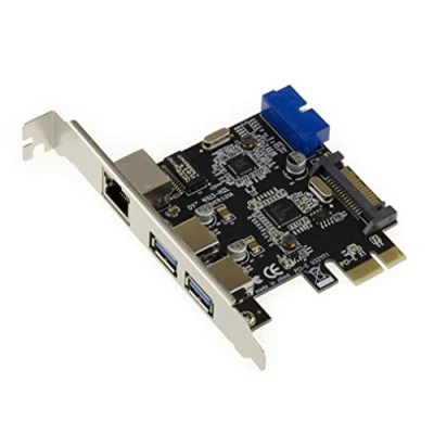 Abbildung von KALEA INFORMATIQUE PCIe zu LAN GIGABIT Controller Karte und USB 3.0 (2 Externe Ports 2 interne auf 19 poligem USB3 Stecker).