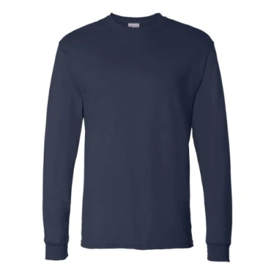 Abbildung von Hanes Herren Essentials Long Sleeve, Crewneck Cotton T Shirts for Men, 2 Pack Hemd, Marineblau, XL (2er Pack)