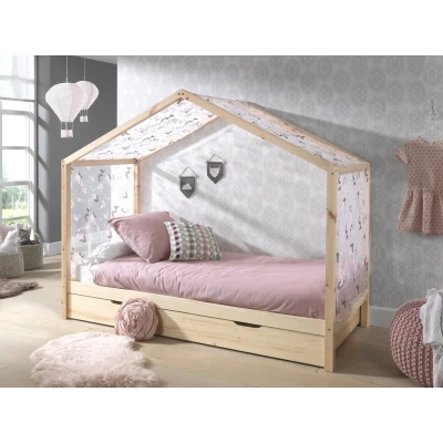 Abbildung von Vipack Hausbett &quot;Dallas&quot;, (Made in Europe), wahlweise mit Bettschublade oder Textilhimmel, Ausf. natur weiß