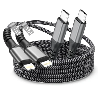 Abbildung von Lightning Kabel USB C 1M 2Pack, iPhone Ladekabel Apple MFi Zertifiziert Nylon USBC auf Schnellladekabel für 14 Pro Max/Plus 13 12 11 XS 8 SE