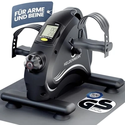 Abbildung von HELDENWERK Pedaltrainer Basic Set TÜV/GS geprüft inkl. Befestigungsgurt &amp; Anti Rutschmatte Arm und Beintrainer für Zuhause Senioren Pedal Trainer, Heimtrainer